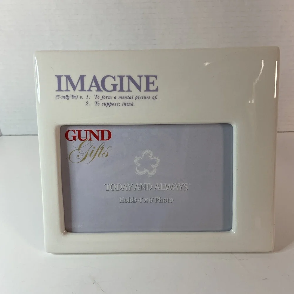 Gund Gifts Porcelain 4x6 Picture Frame Imagine Definition Photo Display New